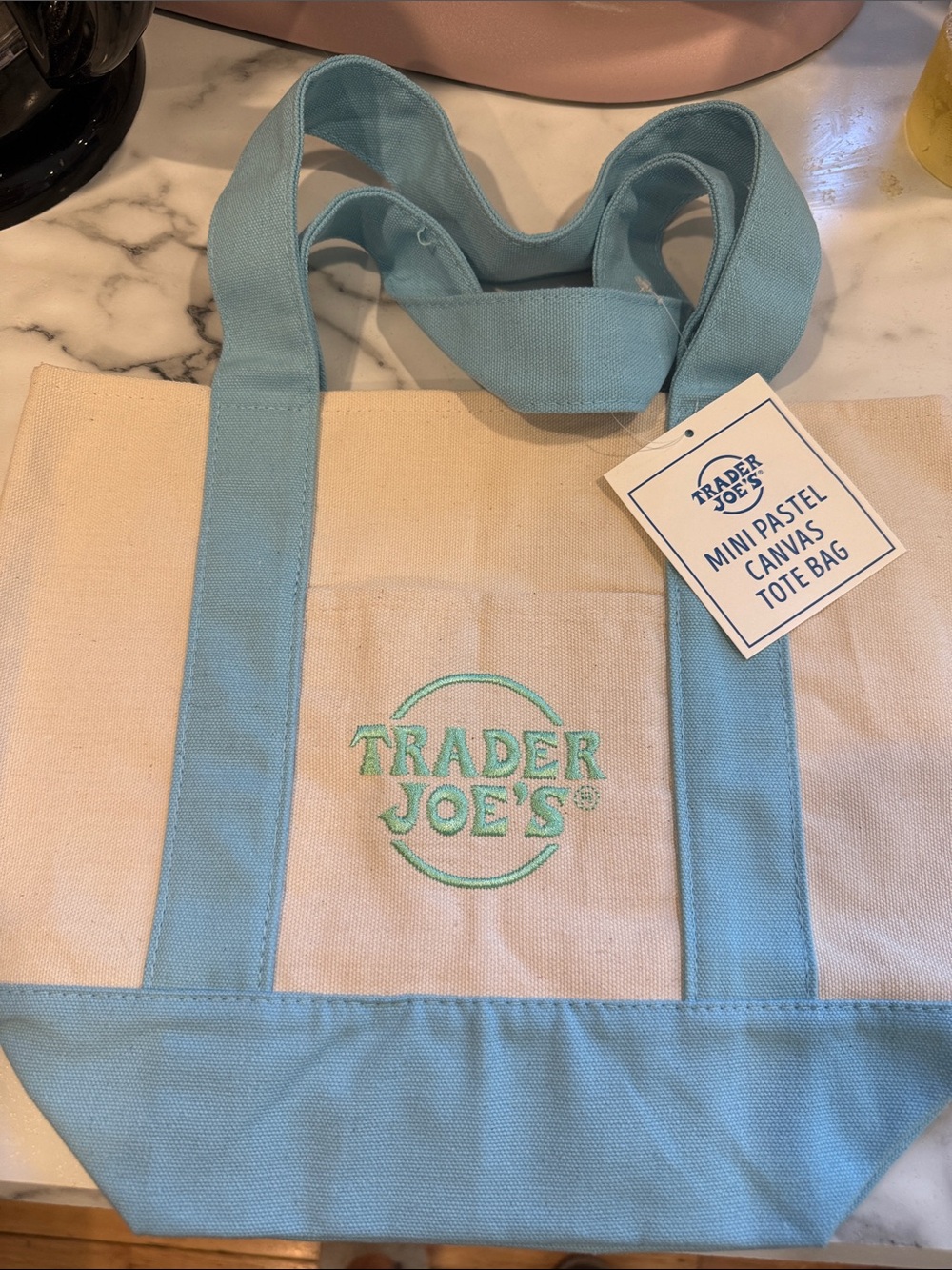 Mini Pastel Canvas Trader Joe’s Tote Bag - Light Blue